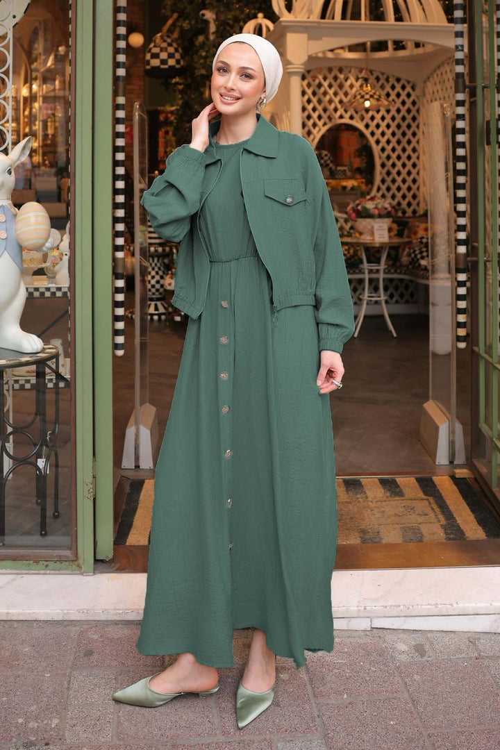 BNG Women Jacketed Tunic Dress Emerald Green 4842 - San Mateo Atenco