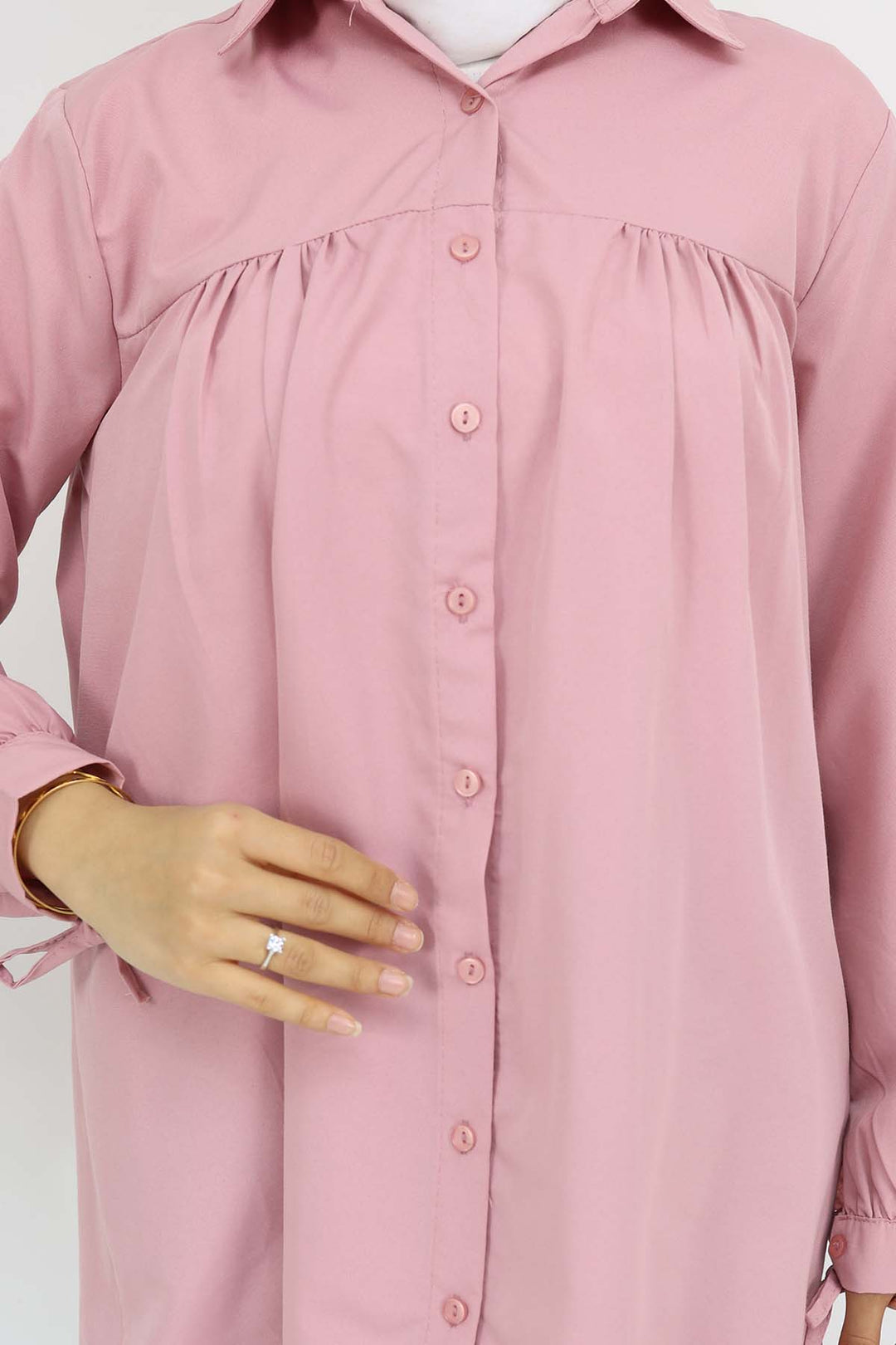 BNG Women Kolları Bağcıklı Tesettür Gömlek Pudra 12030 - Grand Rapids