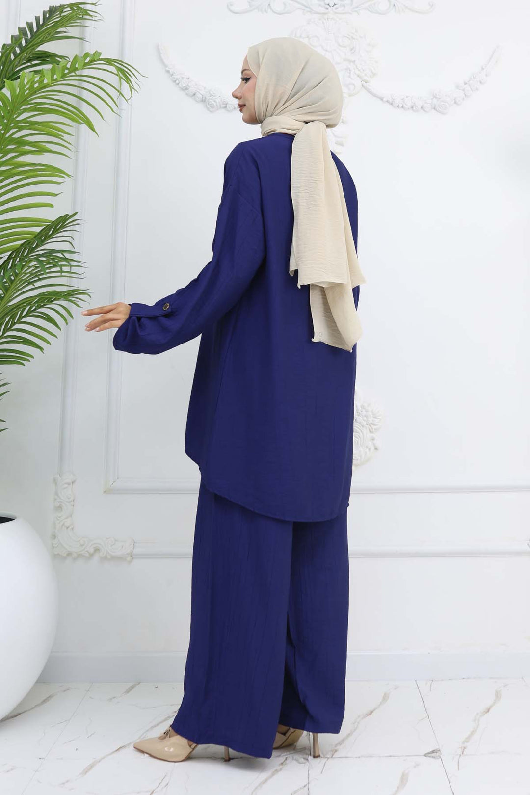 BNG Women Düğme Detaylı Kolyeli İkili Takım Lacivert 4782 - Chiapa de Corzo