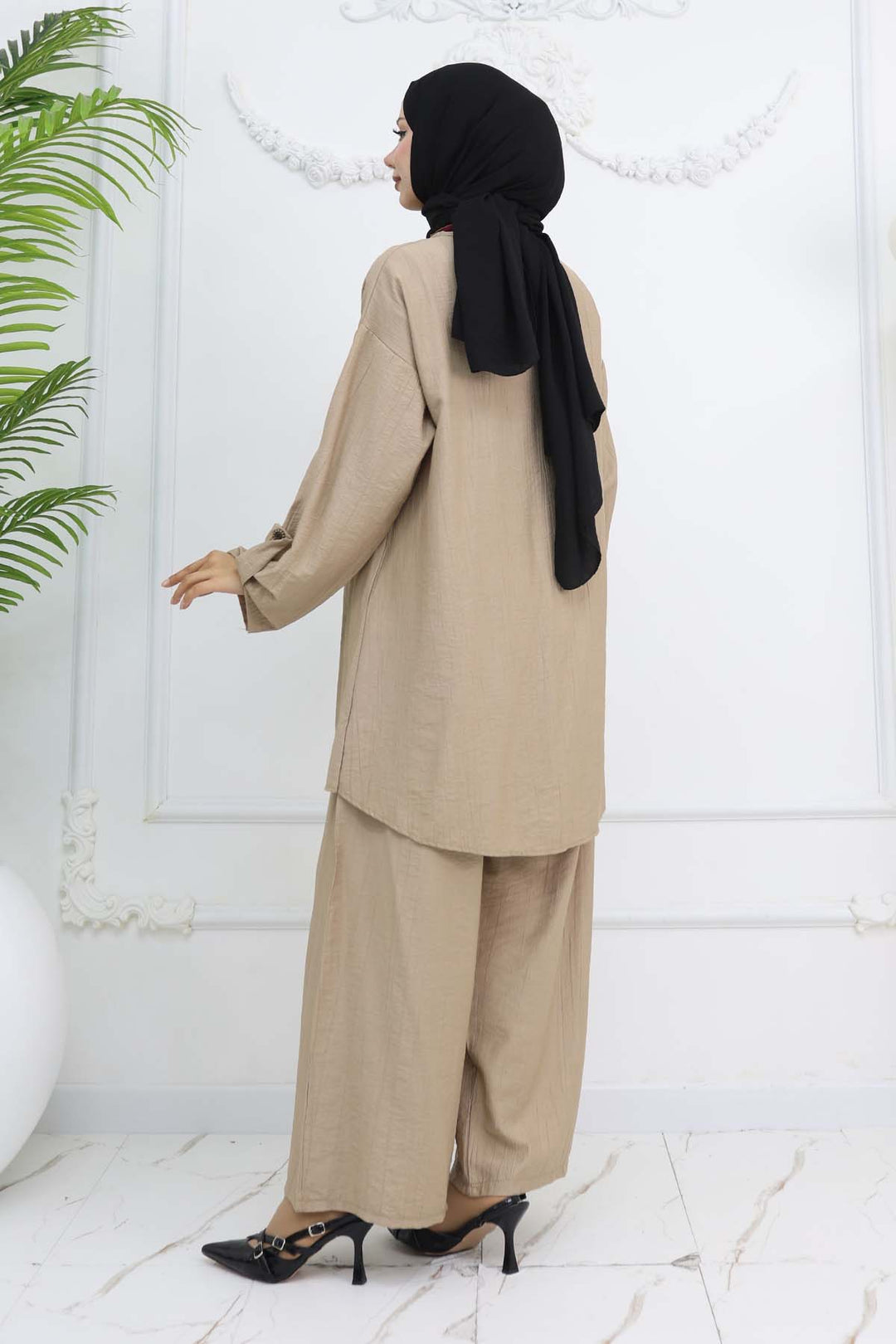 BNG Women Düğme Detaylı Kolyeli İkili Takım Vizon 4782 - Gießen