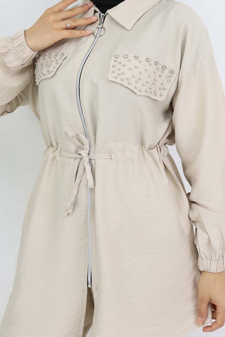 BNG Women Taşlı Keten Airobin Takım Taş Rengi 4766 - Barri