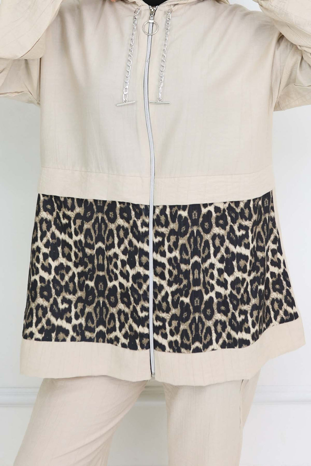 BNG Women Zincirli Leopar Desenli Takım Taş Rengi 4748 - Venray