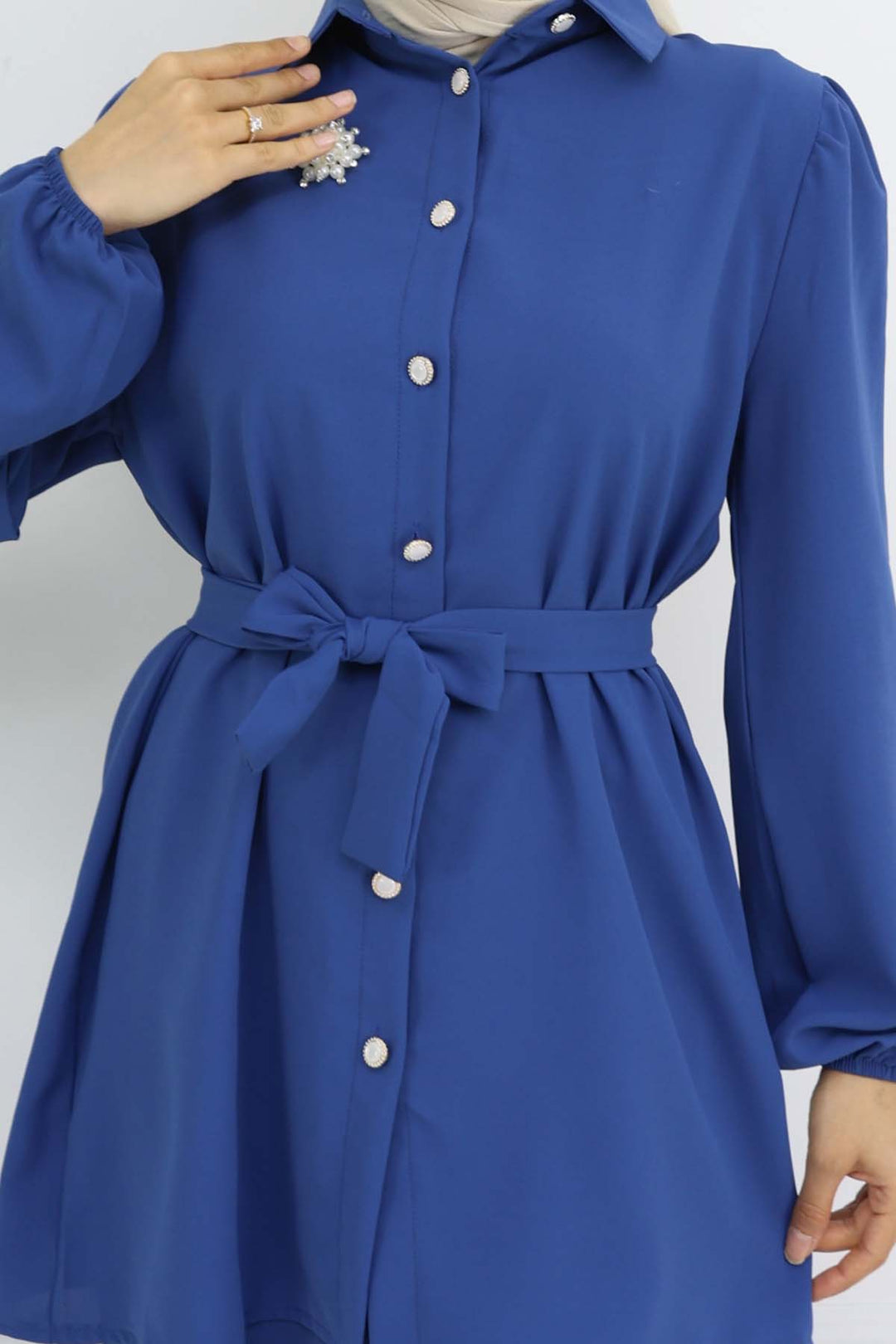 BNG Women İnci Broşlu Kuşaklı İkili Takım İndigo 4768 - Commerce City