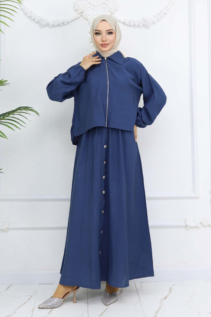 BNG Women Zippered Suit Dress Indigo 4807 - Holubivske