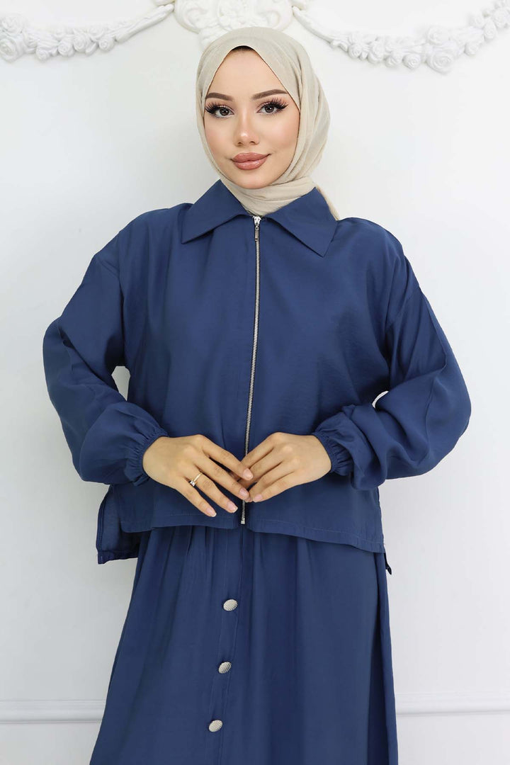 BNG Women Zippered Suit Dress Indigo 4807 - Holubivske