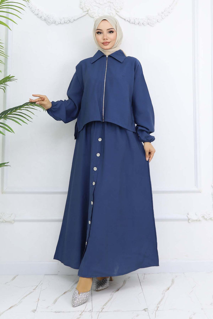 BNG Women Zippered Suit Dress Indigo 4807 - Holubivske
