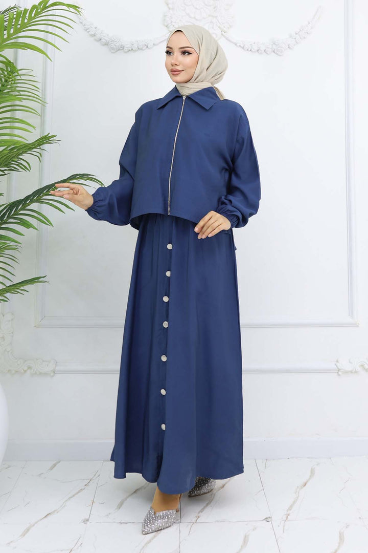 BNG Women Zippered Suit Dress Indigo 4807 - Holubivske