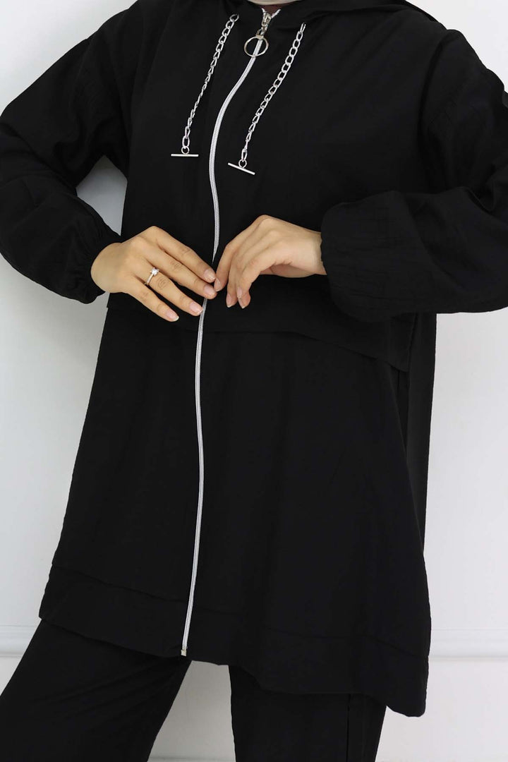 BNG Women Zincir Detaylı Tesettür Takım Siyah 4760 - Altamura