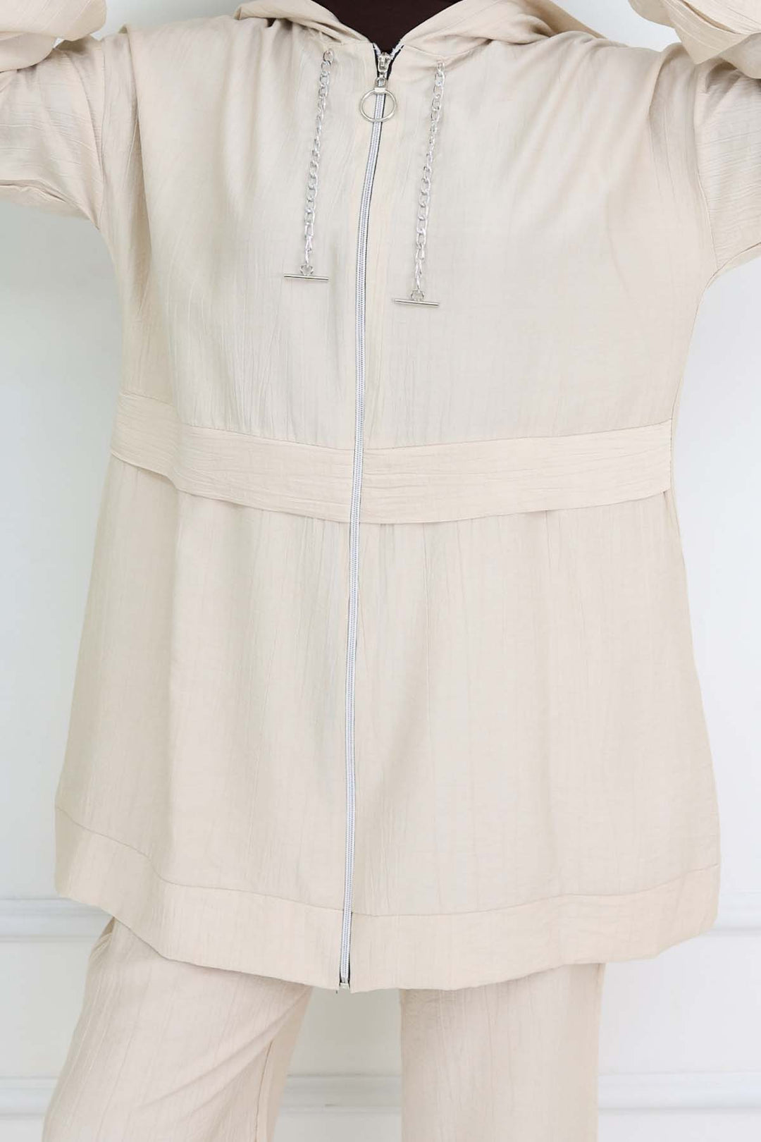 BNG Women Zincir Detaylı Tesettür Takım Taş Rengi 4760 - Mainz