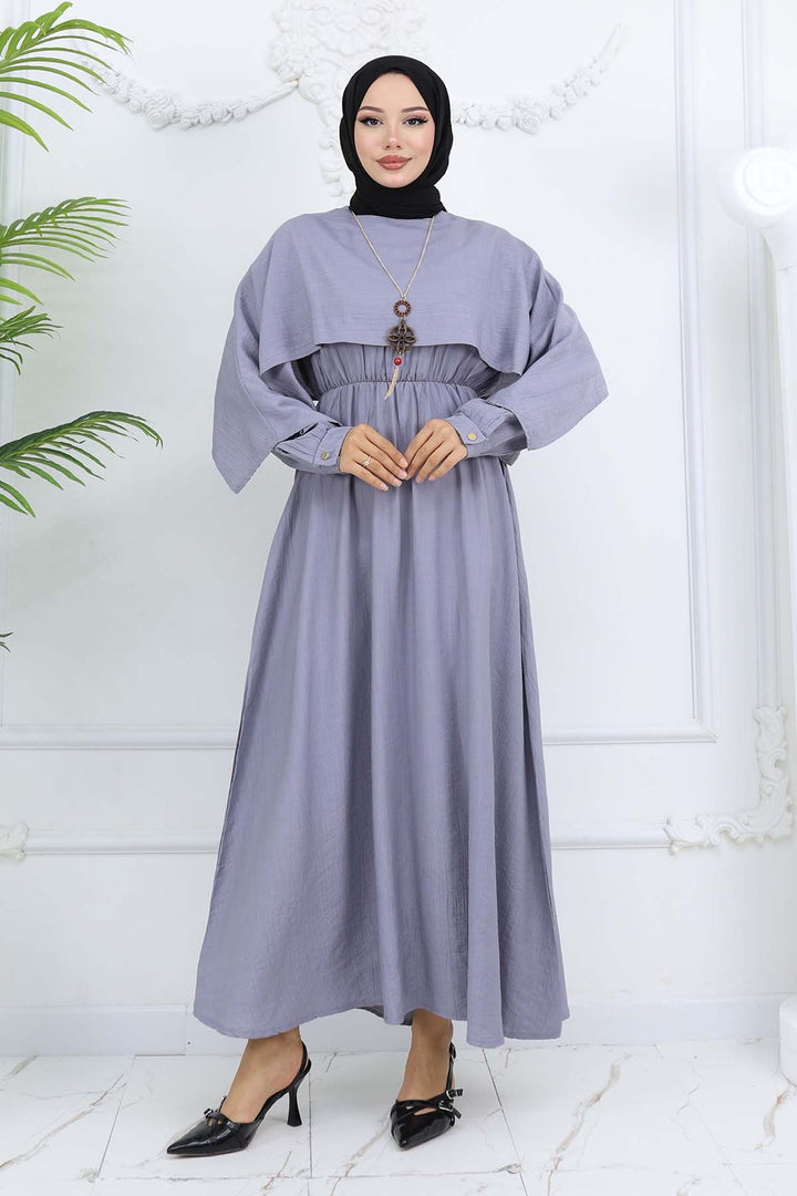 BNG Women Neck Detailed Dress with Necklace Grey 4809 - Lüdenscheid