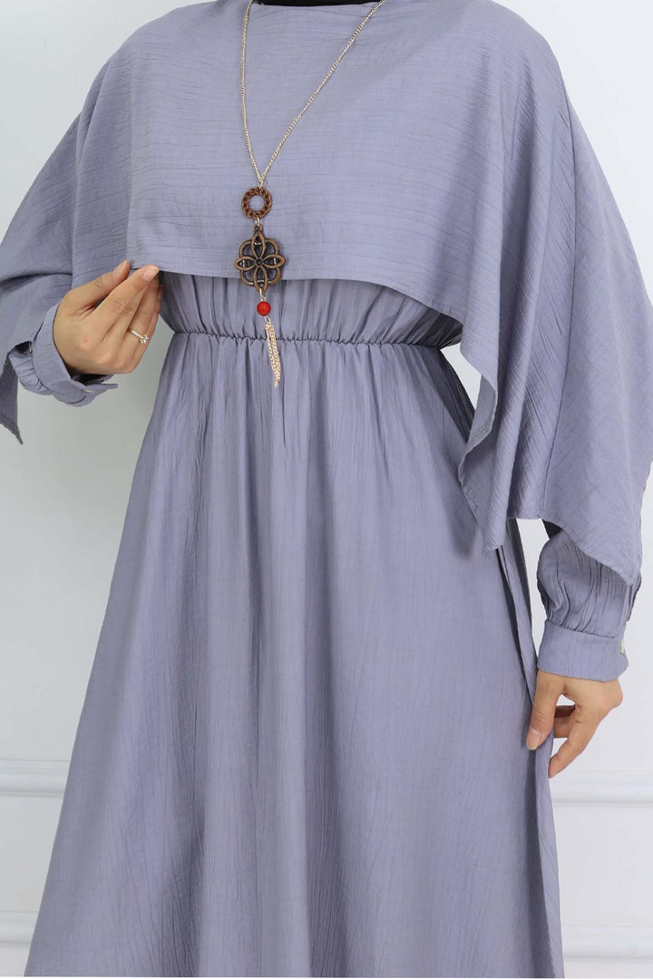 BNG Women Neck Detailed Dress with Necklace Grey 4809 - Lüdenscheid