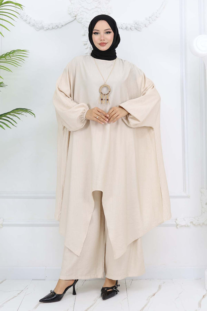 BNG Women Uzun Tunikli Salaş İkili Takım Taş Rengi 4765 - Isla