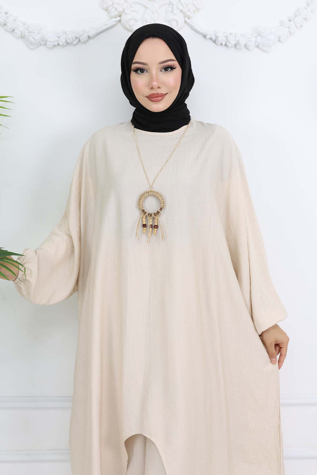 BNG Women Uzun Tunikli Salaş İkili Takım Taş Rengi 4765 - Isla