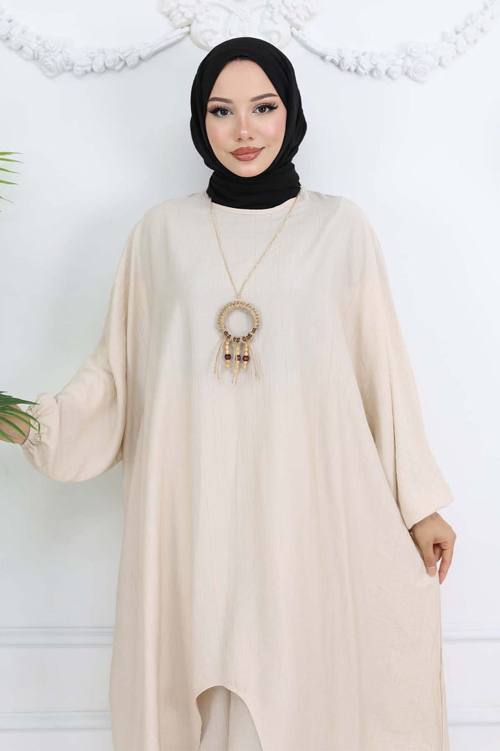 BNG Women Uzun Tunikli Salaş İkili Takım Taş Rengi 4765 - Isla