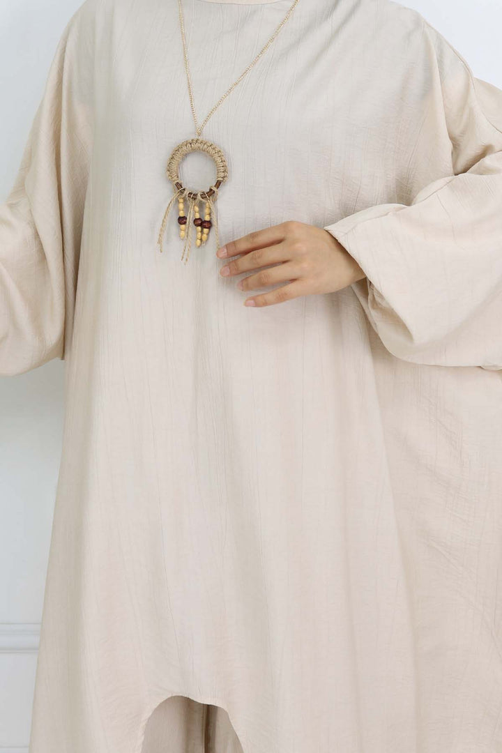 BNG Women Uzun Tunikli Salaş İkili Takım Taş Rengi 4765 - Isla