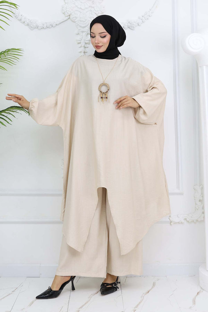 BNG Women Uzun Tunikli Salaş İkili Takım Taş Rengi 4765 - Isla