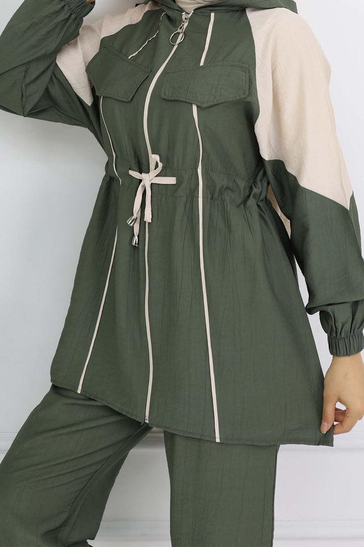 BNG Women Waist-Tied Striped Set Khaki 4737 - Prescott Valley