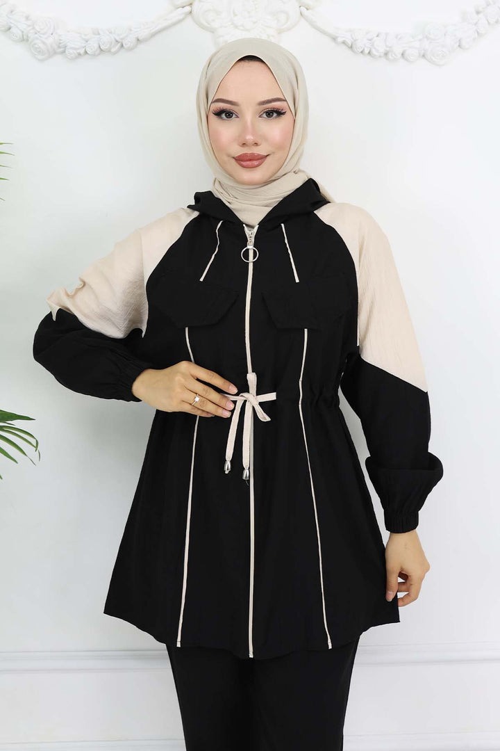 BNG Women Striped Belted Set Black 4737 - Trapani