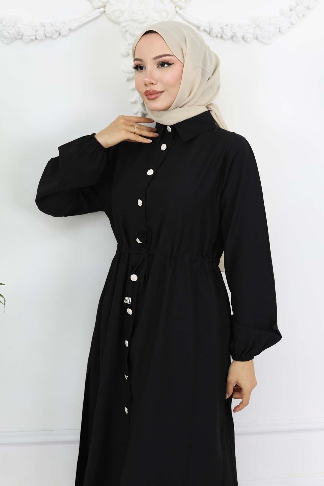 BNG Women Yandan Yırtmaç Detaylı Tunik Pantolon Takım Siyah 4770 - Bergkamen