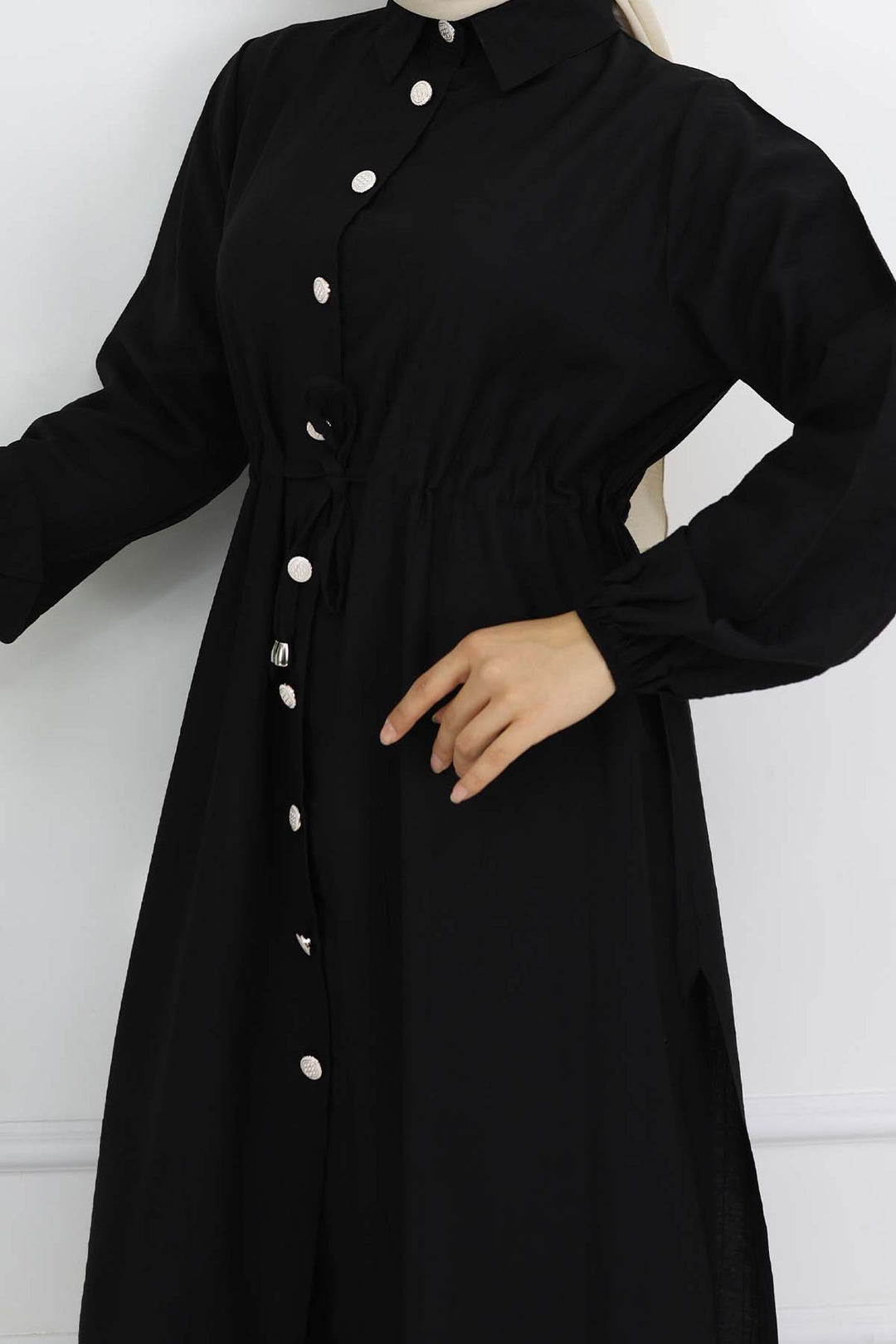 BNG Women Yandan Yırtmaç Detaylı Tunik Pantolon Takım Siyah 4770 - Bergkamen