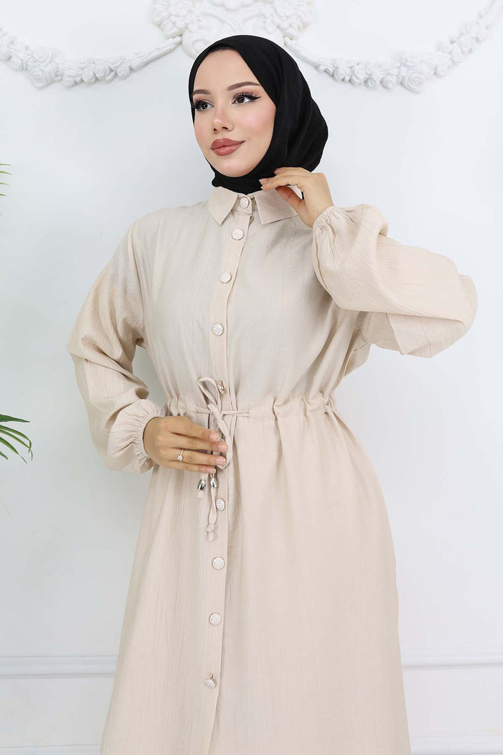 BNG Women Yandan Yırtmaç Detaylı Tunik Pantolon Takım Taş Rengi 4770 - Bowling Green