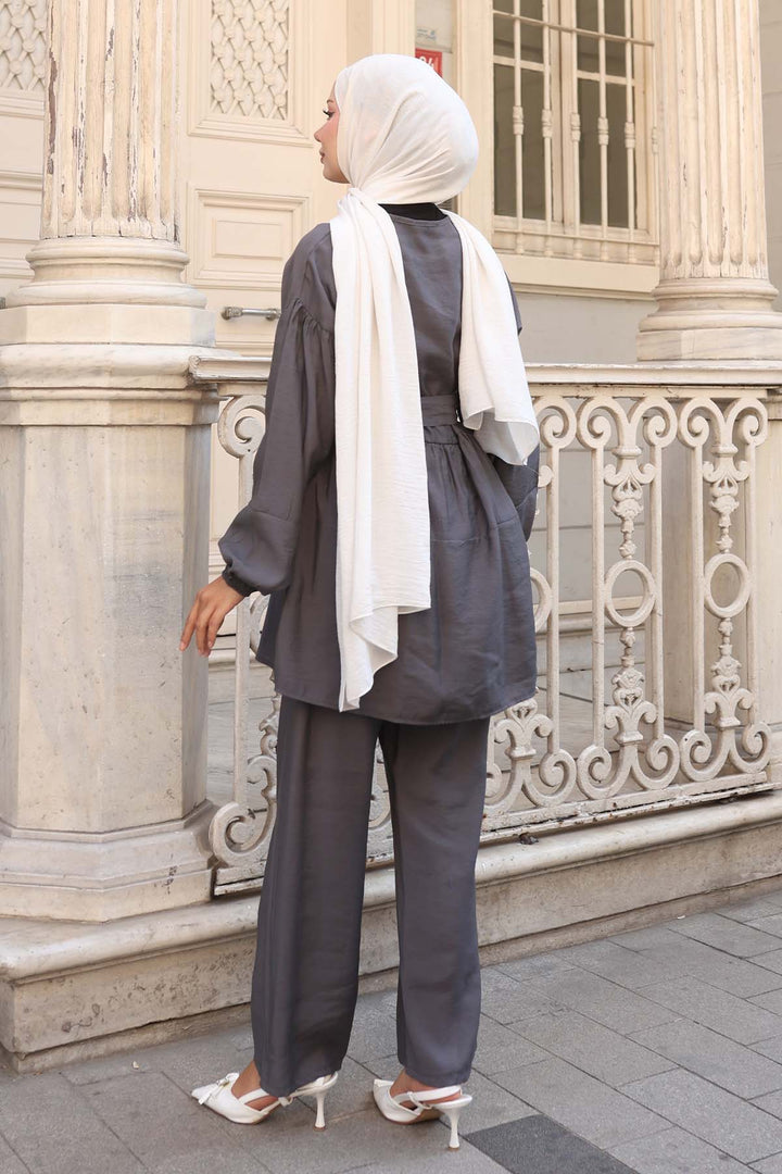 BNG Women Stone Detailed Two-Piece Set Anthracite 4877 - Campbell