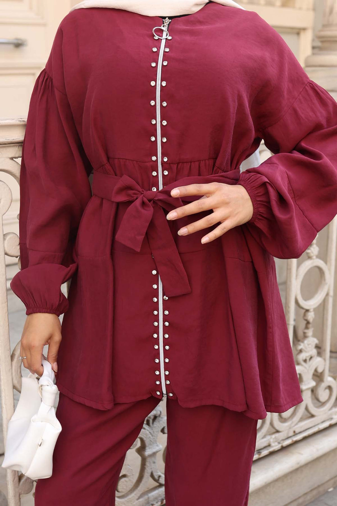 BNG Women Taş Detaylı İkili Takım Bordo 4877 - Lees Summit