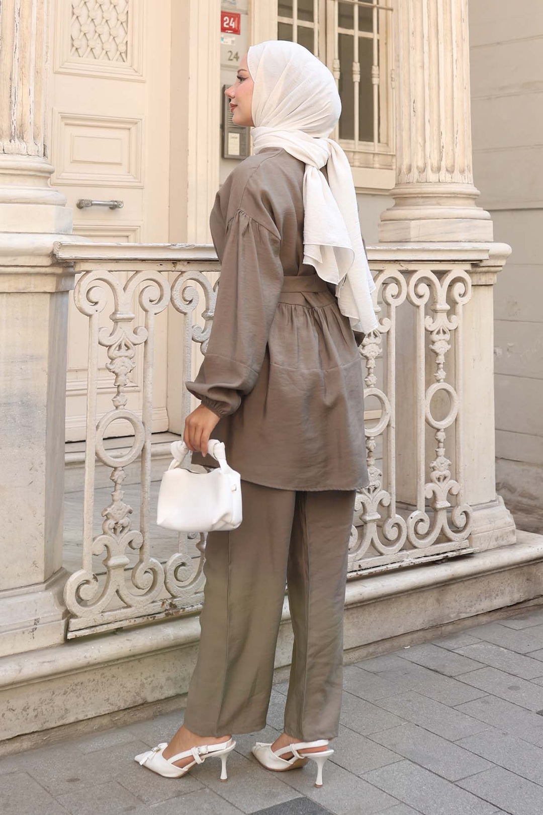 BNG Women Taş Detaylı İkili Takım Haki 4877 - Binghamton