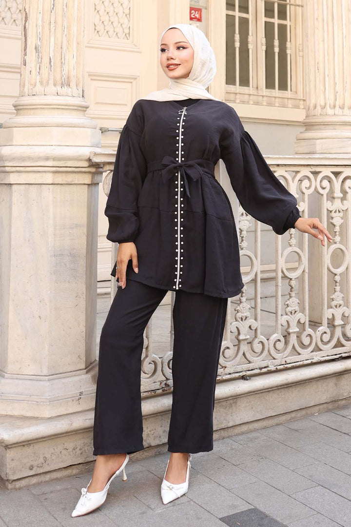 BNG Women Taş Detaylı İkili Takım Siyah 4877 - Kettering