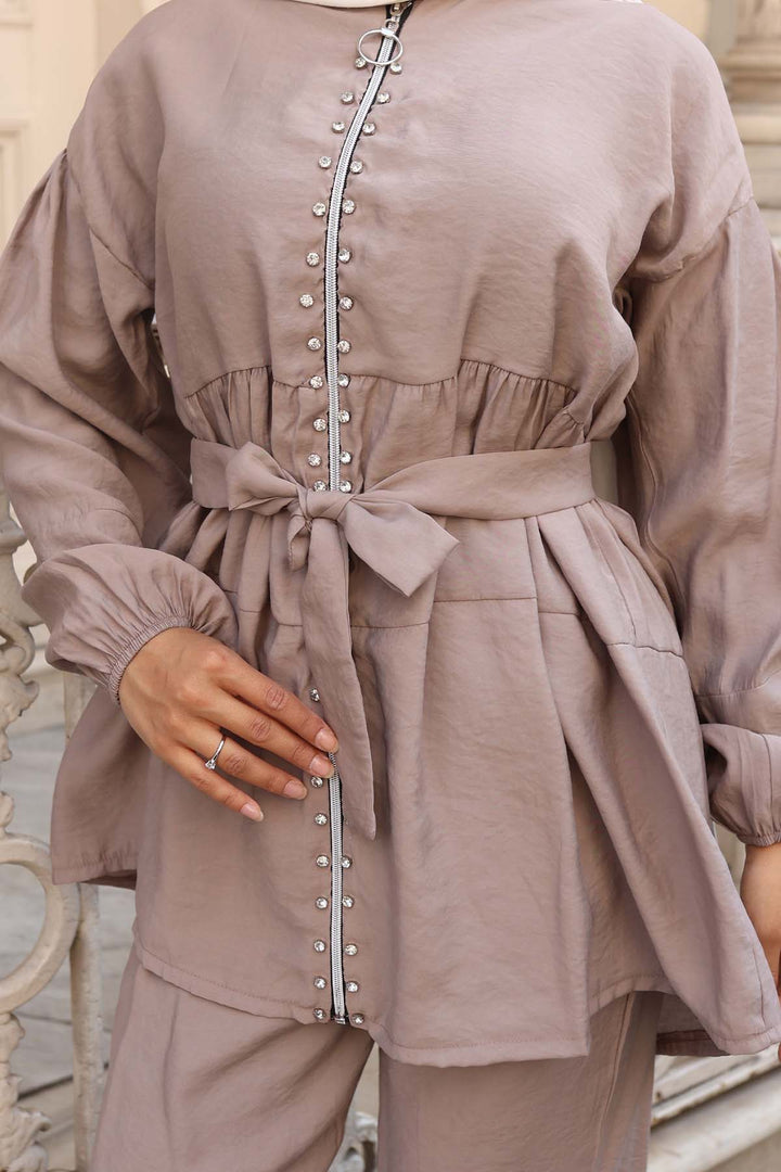 BNG Women Taş Detaylı İkili Takım Vizon 4877 - Wake Forest