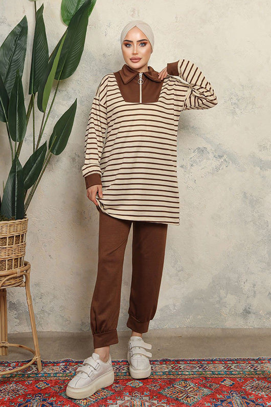 BNG Women Hijab Two-Piece Set Brown - Clermont