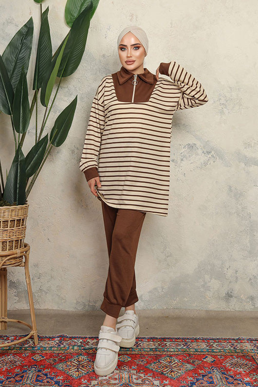 BNG Women Hijab Two-Piece Set Brown - Clermont