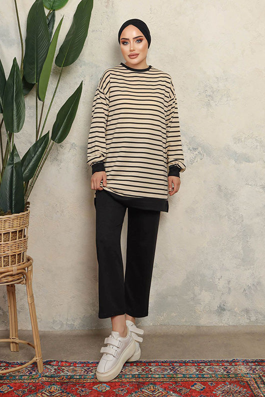 BNG Women Striped Two-Thread Tunic Black - Clermont