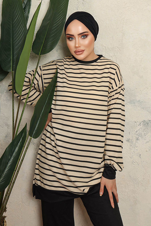 BNG Women Striped Two-Thread Tunic Black - Clermont