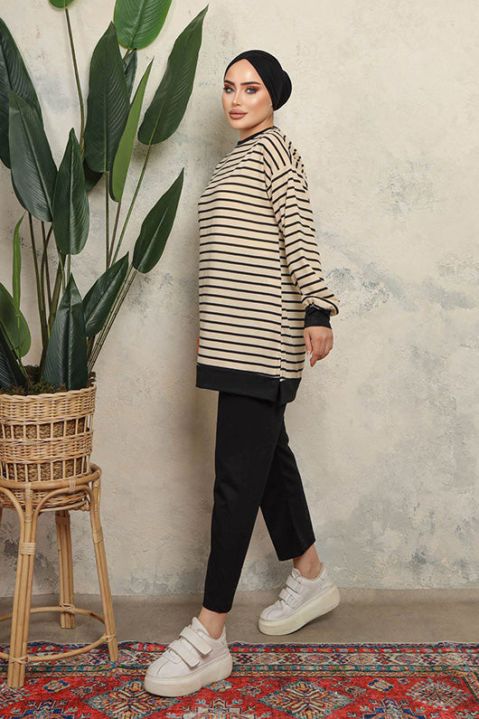 BNG Women Striped Two-Thread Tunic Black - Clermont