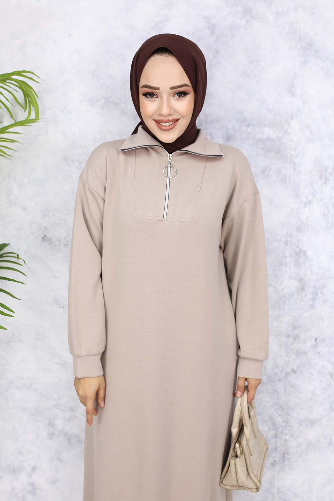 BNG Women Basic Hijab Dress - Beige 2333 - Cantù