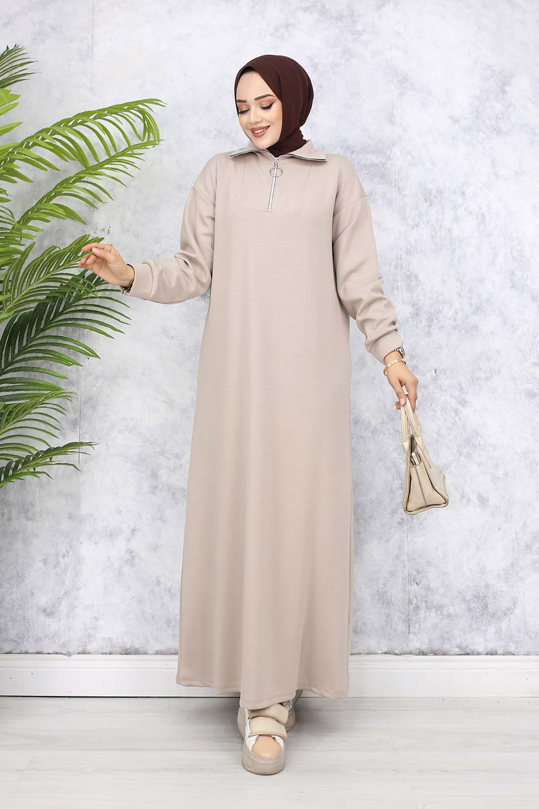 BNG Women Basic Hijab Dress - Beige 2333 - Cantù
