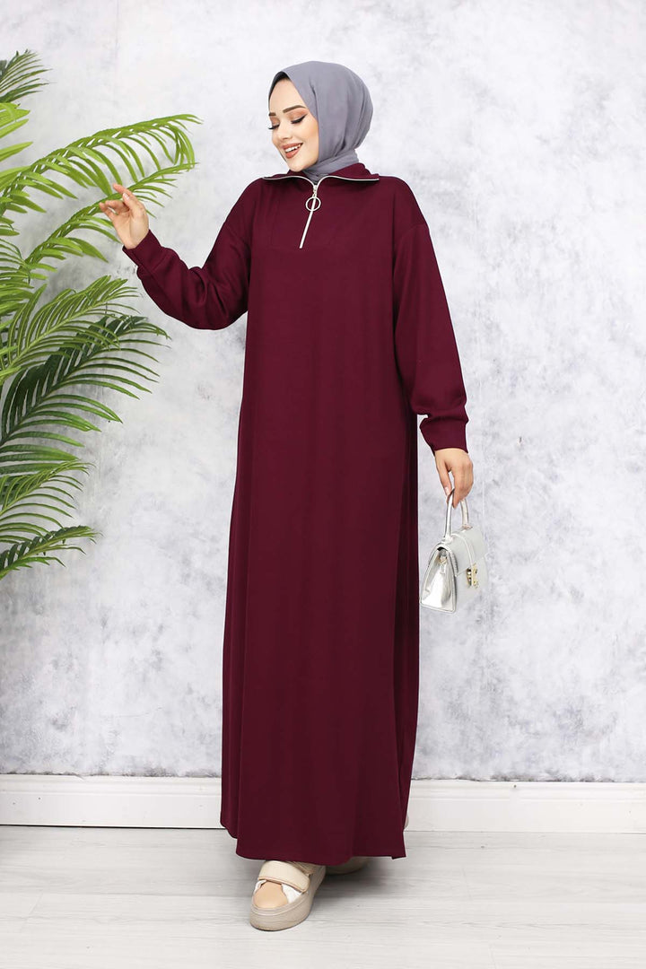 BNG Women Basic Hijab Dress - Burgundy 2333 - Longview