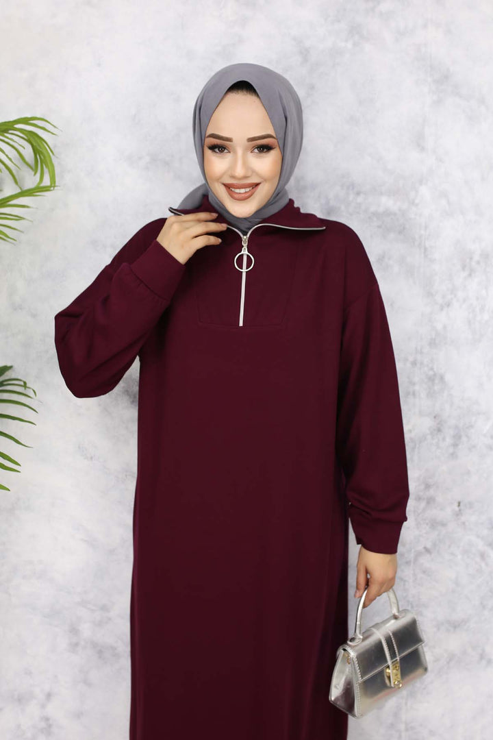 BNG Women Basic Hijab Dress - Burgundy 2333 - Longview