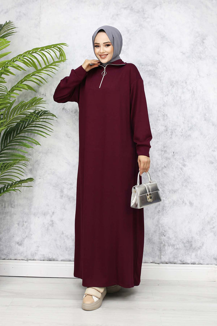 BNG Women Basic Hijab Dress - Burgundy 2333 - Longview