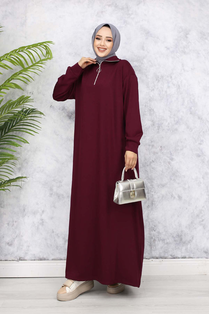 BNG Women Basic Hijab Dress - Burgundy 2333 - Longview