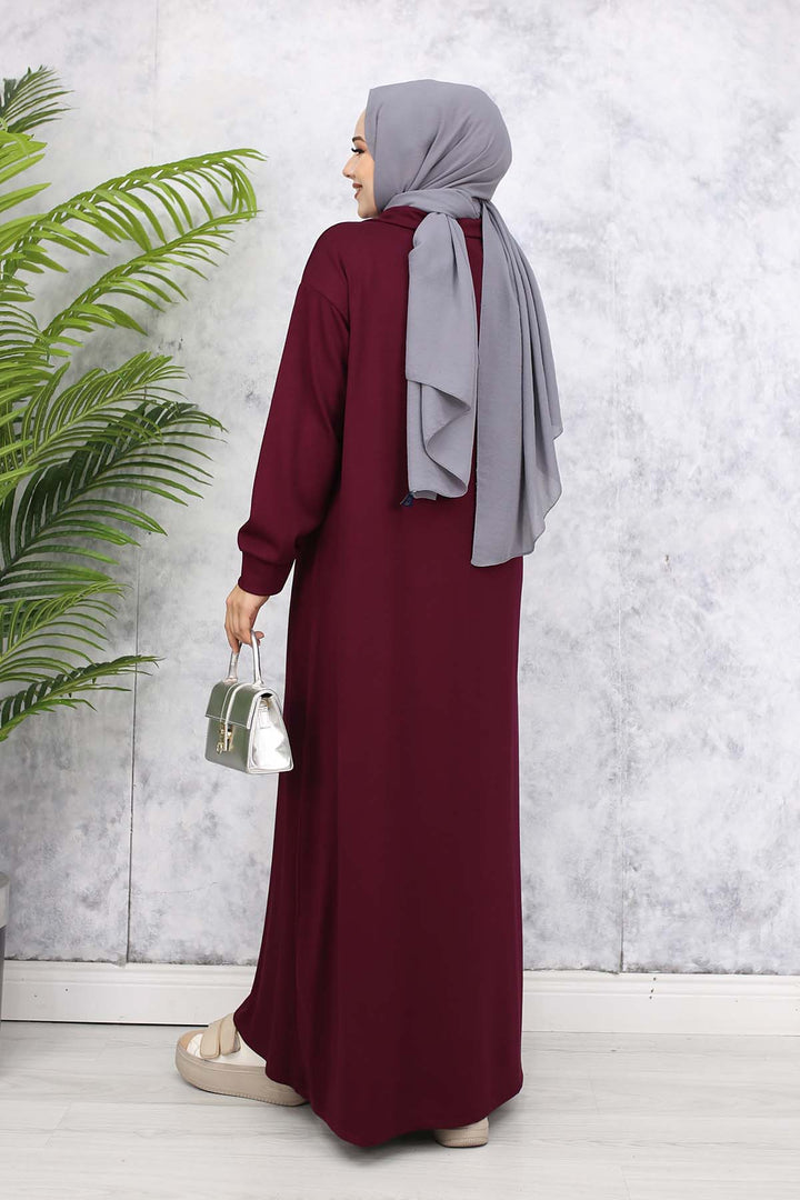 BNG Women Basic Hijab Dress - Burgundy 2333 - Longview