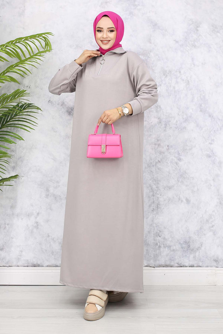 BNG Women Basic Hijab Dress - Gray 2333 - Afragola