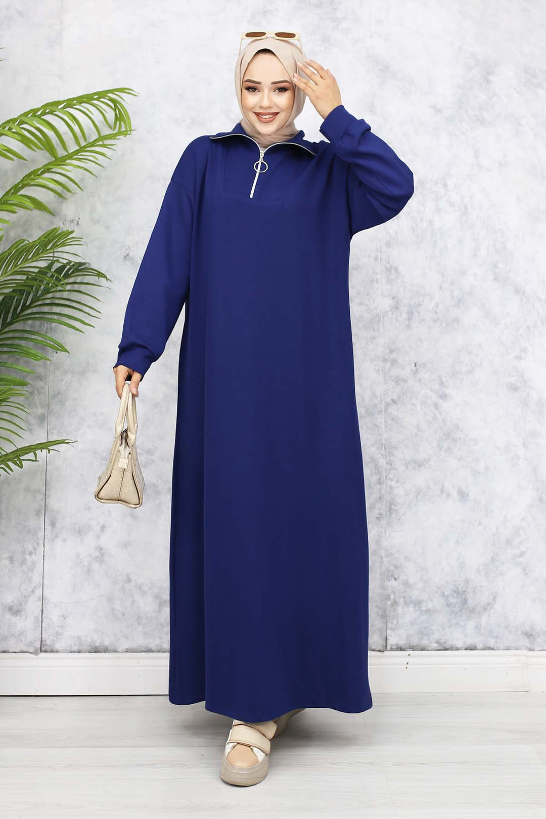 BNG Women Basic Hijab Dress - Navy Blue 2333 - Greenville