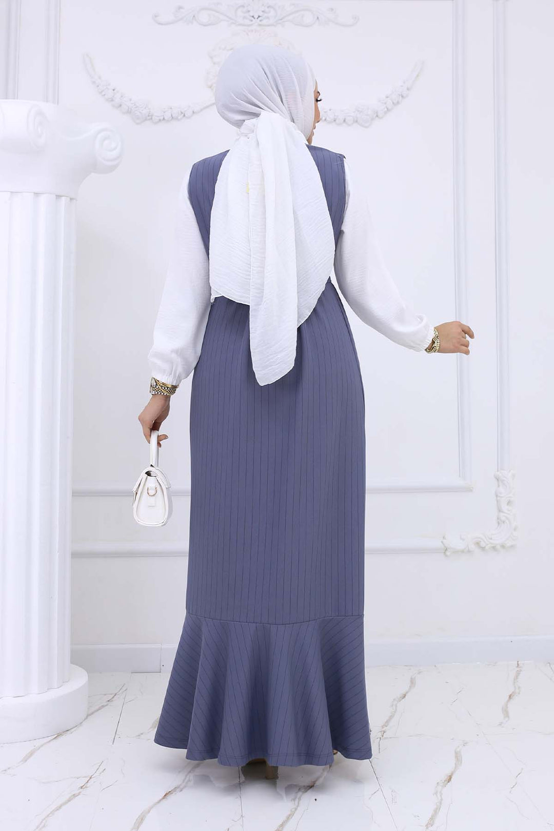 BNG Women Line Detailed Brooch Dress Gray 4002 - Comitán