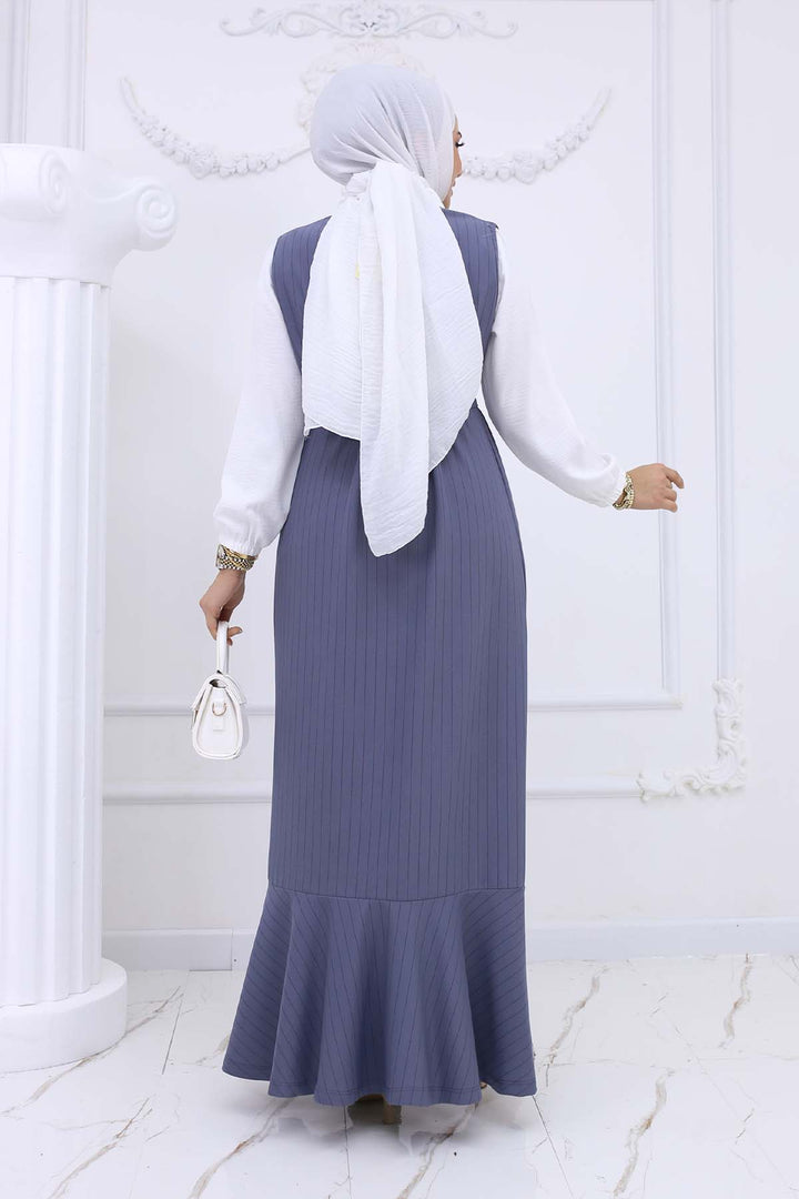 BNG Women Line Detailed Brooch Dress Gray 4002 - Comitán