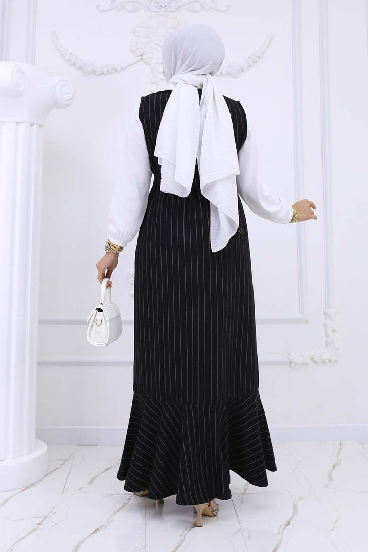 BNG Women Line Detailed Brooch Dress Black 4002 - Venray