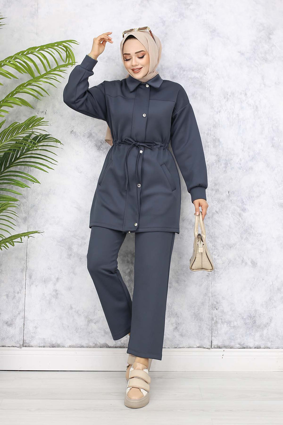 BNG Women Scuba Hijab Suit 4567 Anthracite - Stade