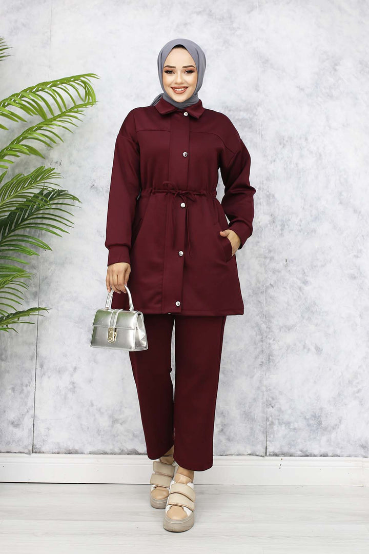 BNG Women Scuba Hijab Suit 4567 Burgundy - Tuscaloosa