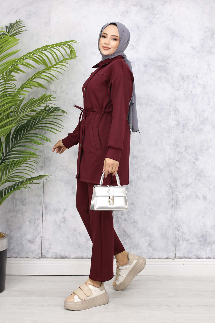 BNG Women Scuba Hijab Suit 4567 Burgundy - Tuscaloosa